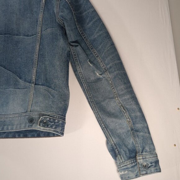Guess Small Dillon Distressed Ripped Denim Blue Jean Jacket Medium Wash Adult - Picture 11 of 14